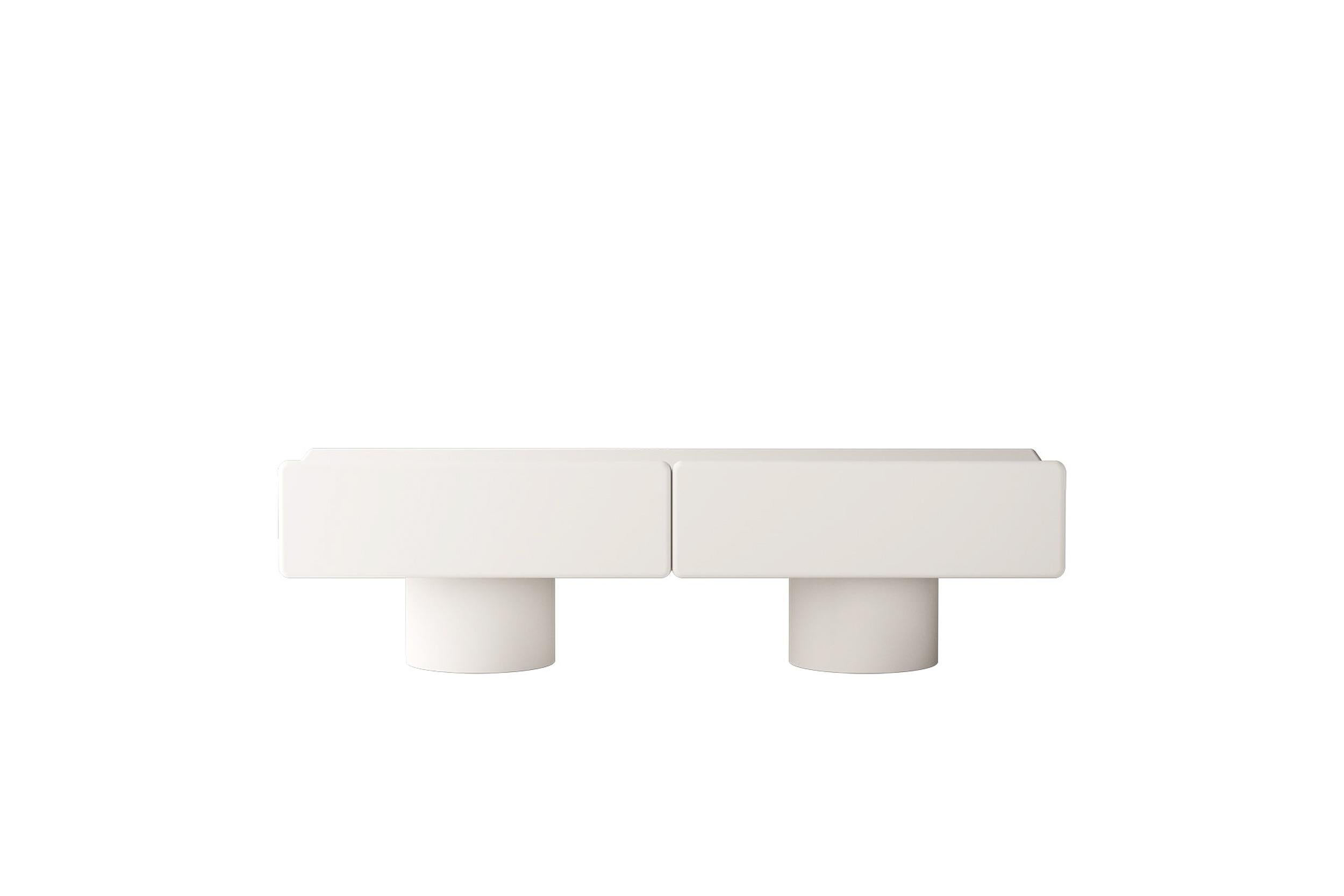Post-Modern Marte2, Low Sideboard with Two Drawers with Cylinder Legs by Ultramobili For Sale