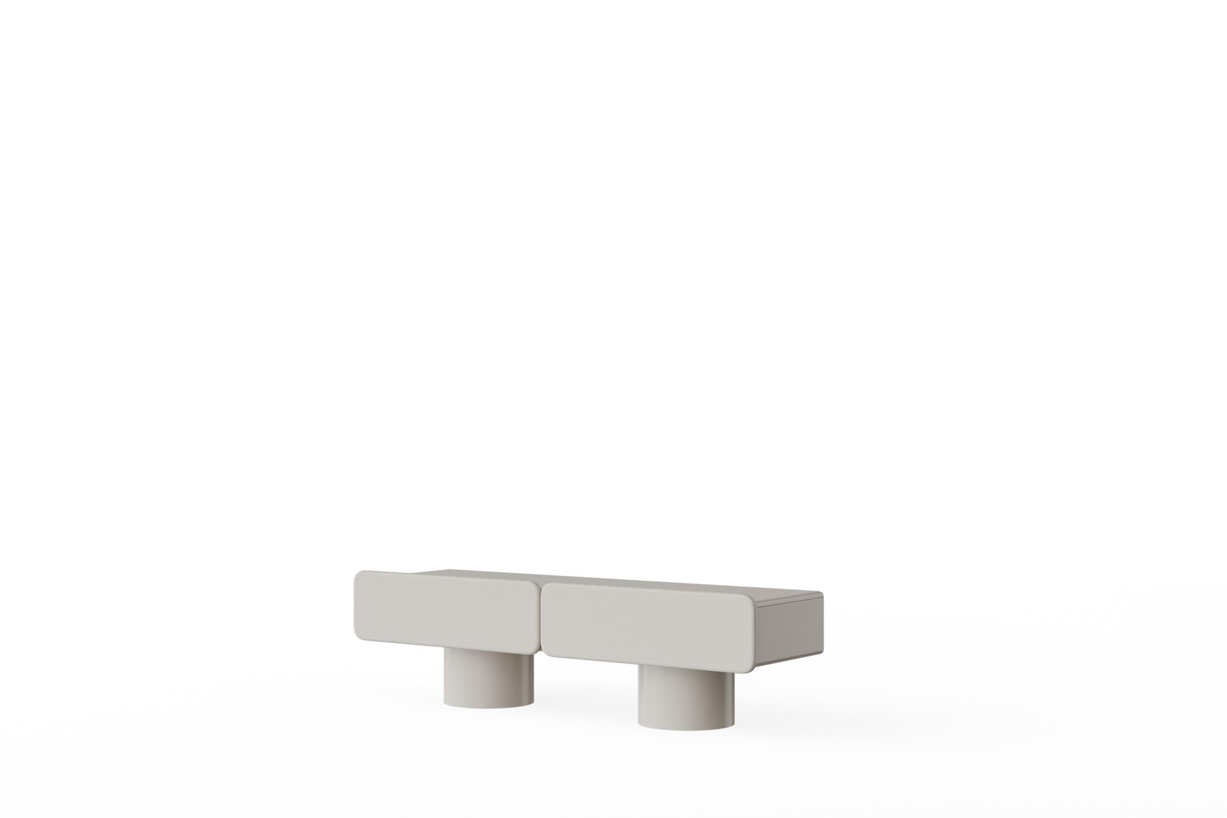 Lacquer Marte2, Low Sideboard with Two Drawers with Cylinder Legs by Ultramobili For Sale