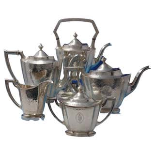 International Sterling Silver Tea 6-Piece Set Teak Handles Modernism ...