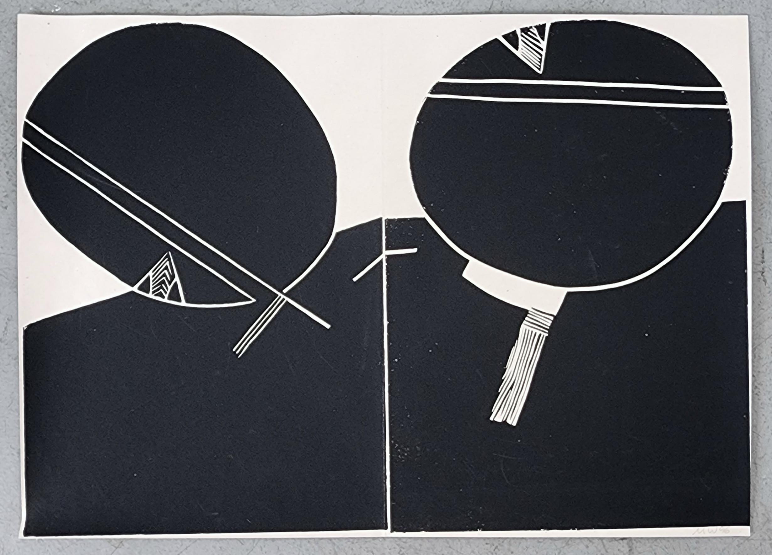 Untitled (Abstract, Modern, Black & White, Linocut, ~33% OFF - LIMITED TIME) For Sale 1
