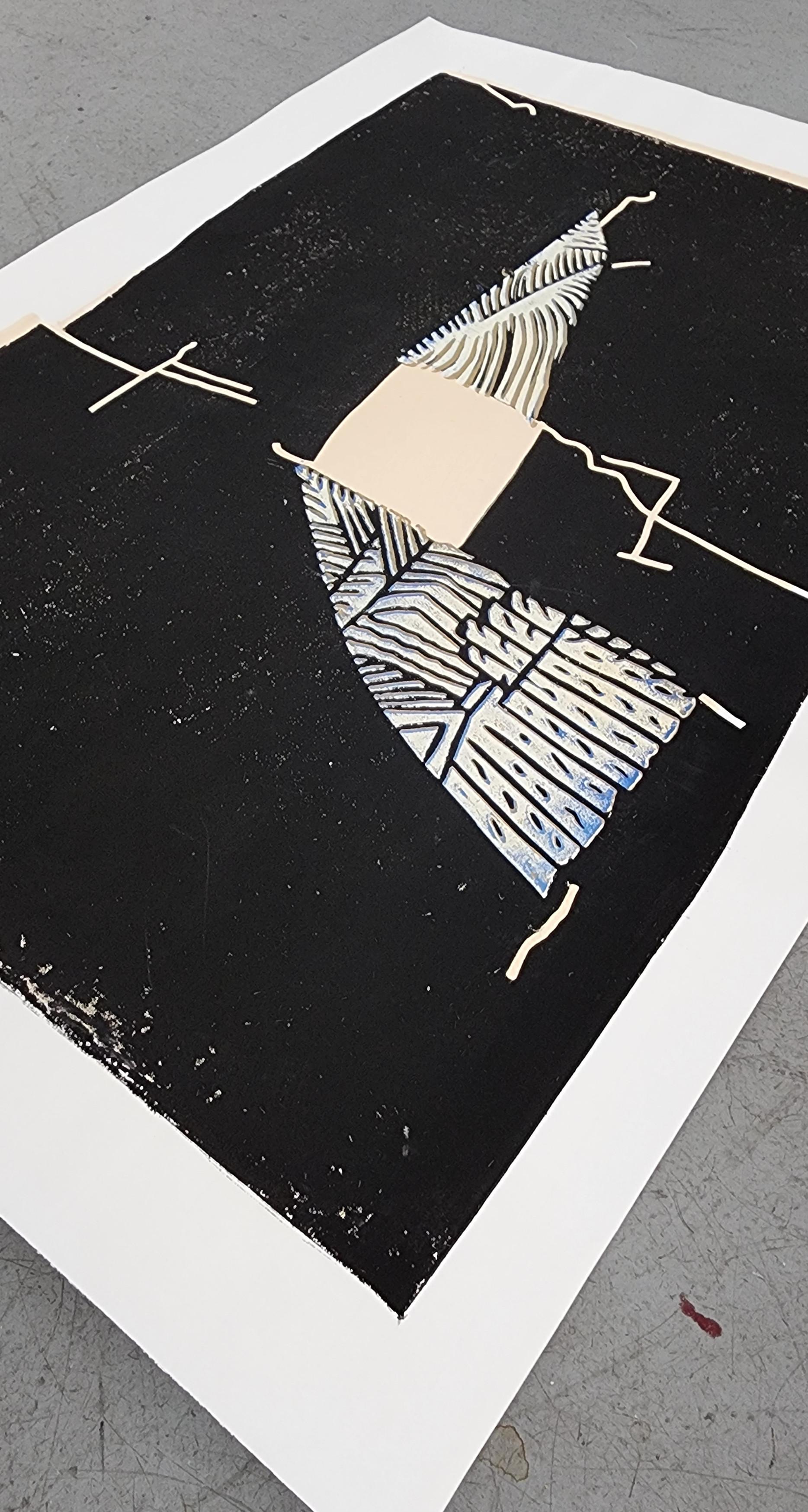 Senza titolo (Astratto, Moderno, Influenza asiatica, Linocut, ~33% OFF - TEMPO LIMITATO) in vendita 4