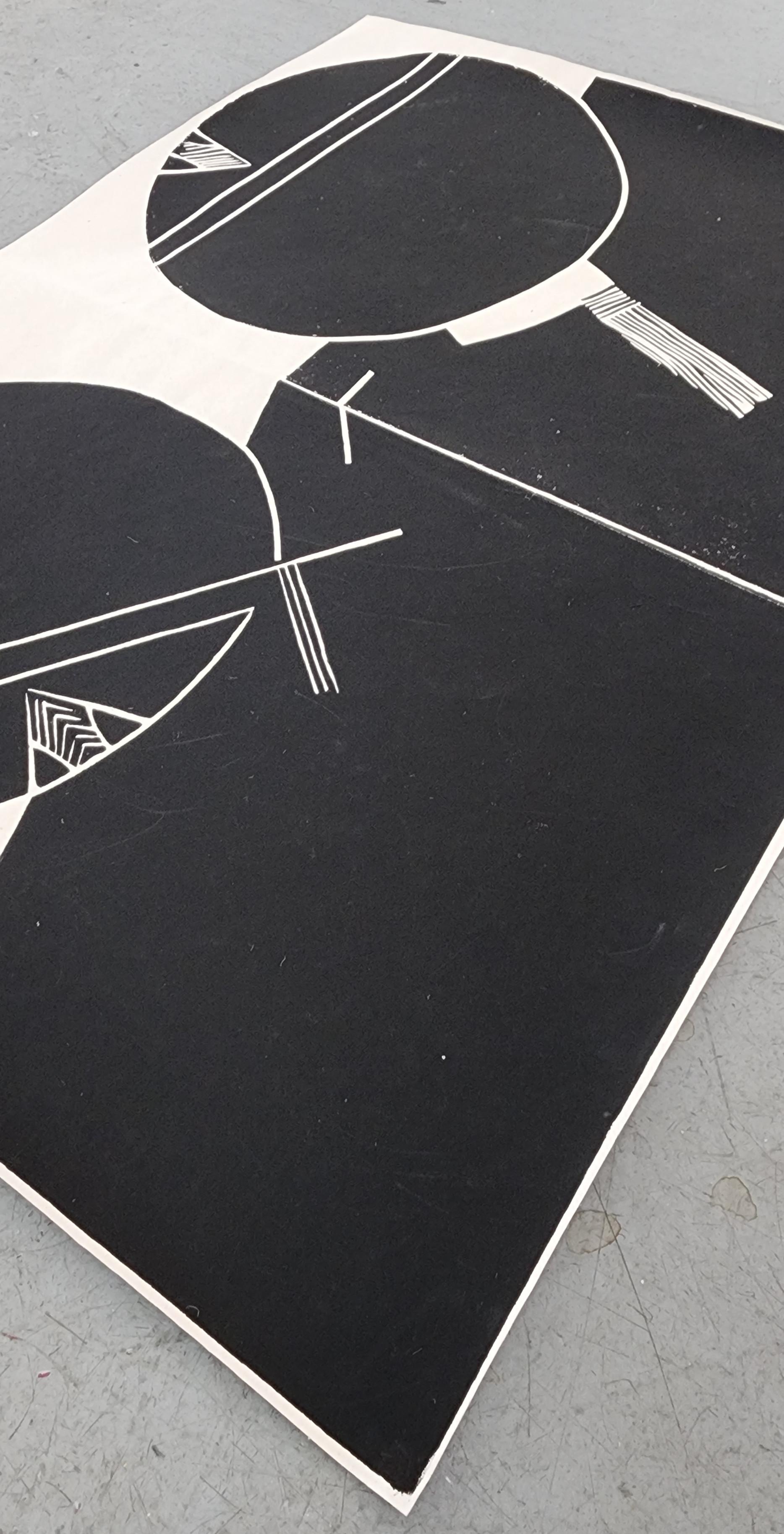 Untitled (Abstract, Modern, Black & White, Linocut, ~33% OFF - LIMITED TIME) For Sale 3