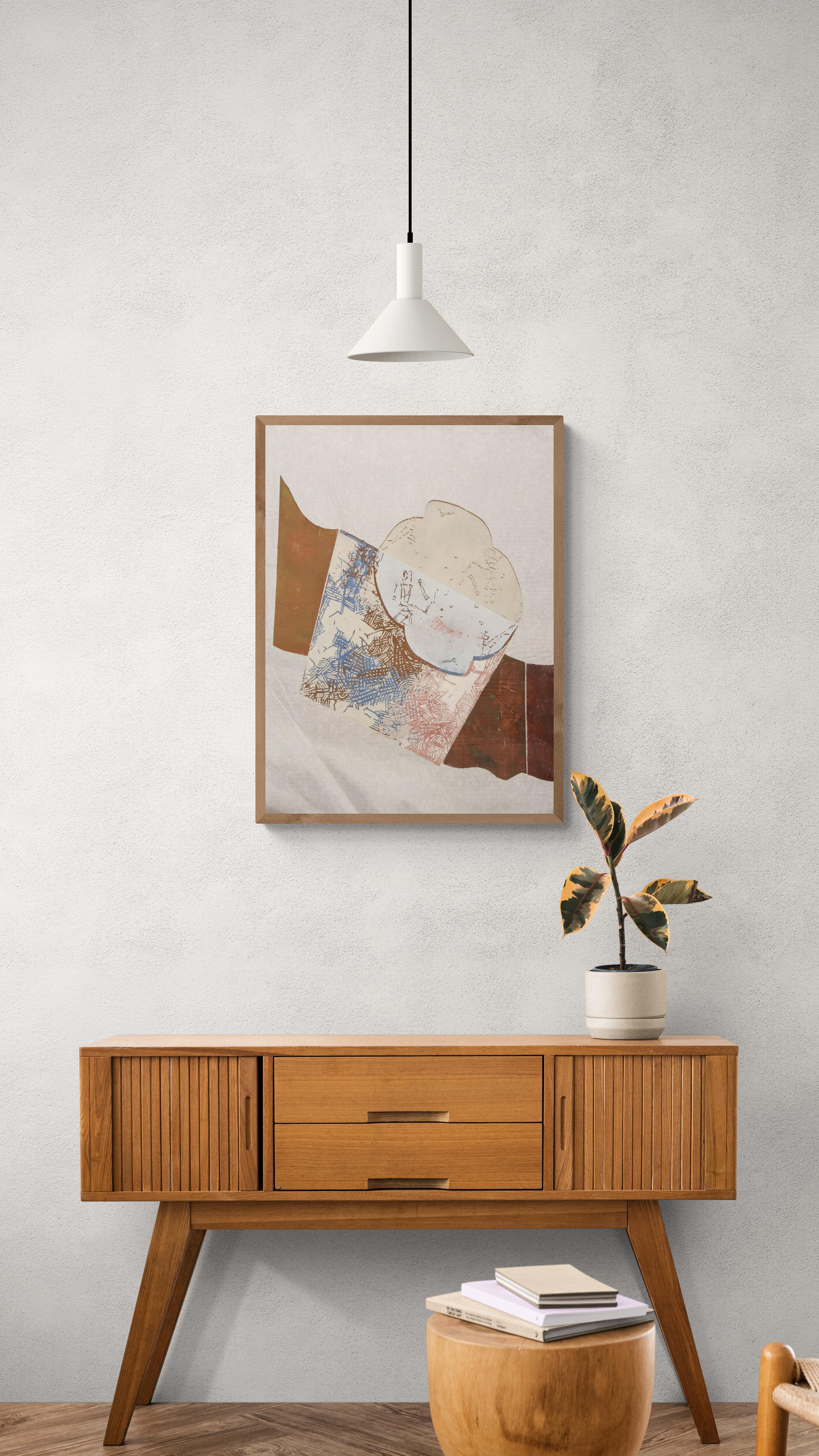 Senza titolo (Astratto, Moderno, Influenza asiatica, Linocut, ~33% OFF - TEMPO LIMITATO) - Abstract Print Beige di Martel Wiegand