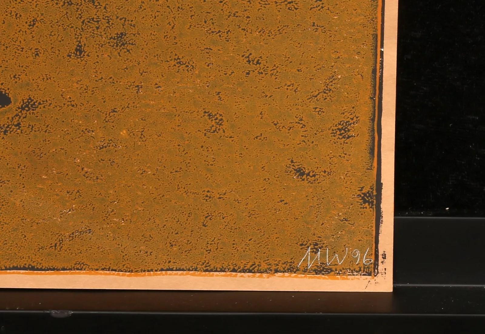 Untitled (Abstract, Modern, Beige, Brown, Linocut, ~33% OFF - LIMITED TIME) For Sale 4