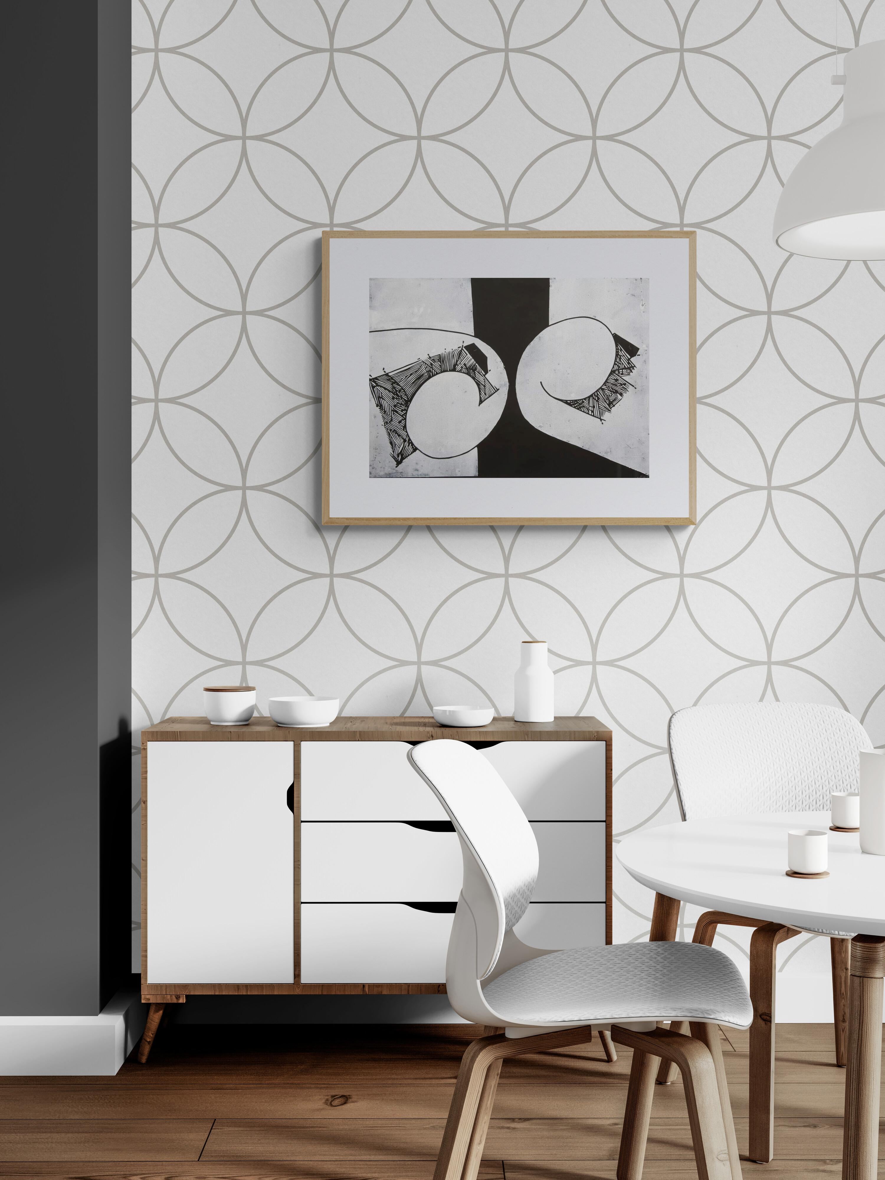 Senza titolo (Astratto, Moderno, Bianco e nero, Stampa a rilievo) - Abstract Print Nero di Martel Wiegand