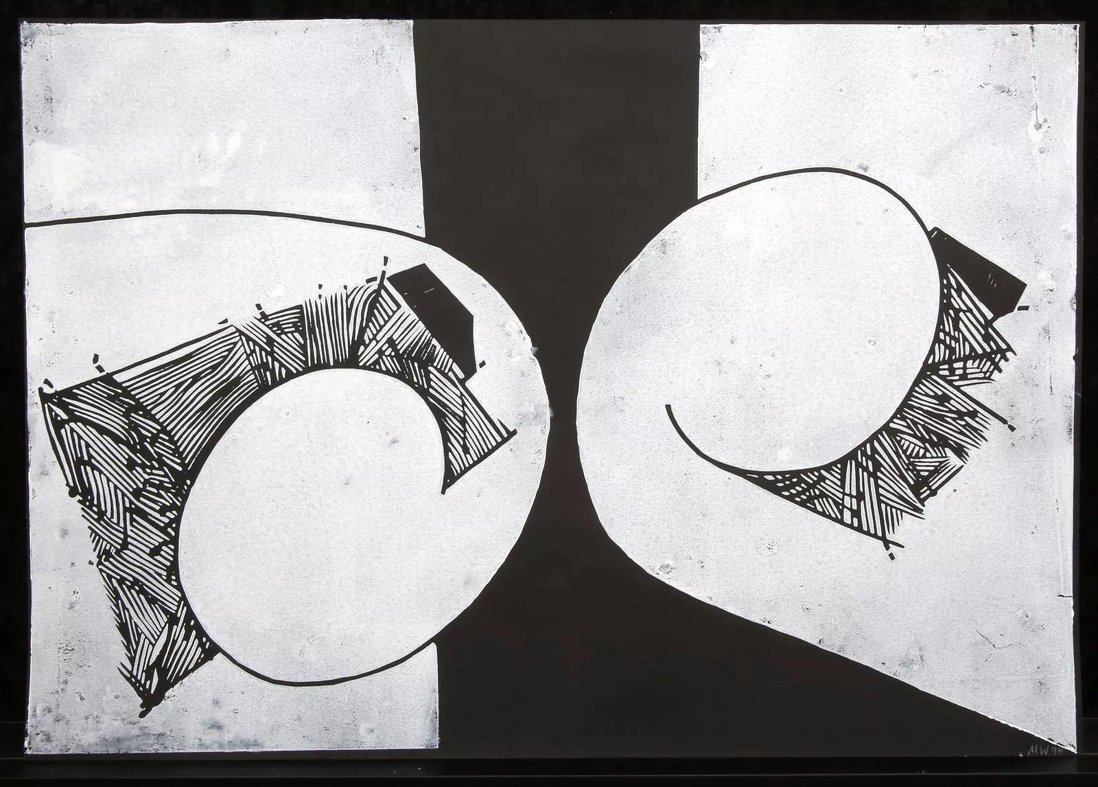 Martel Wiegand
Senza titolo
Linoleum tagliato su carta leggera
1996
19,68 x 27,55 pollici (50 x 70 cm)
Edizione: Unico
Firmato e datato a mano
Il COA ha fornito

Martel Wiegand (nato il 4 agosto 1922 a Düsseldorf e morto il 4 ottobre 2006 a Kaarst)