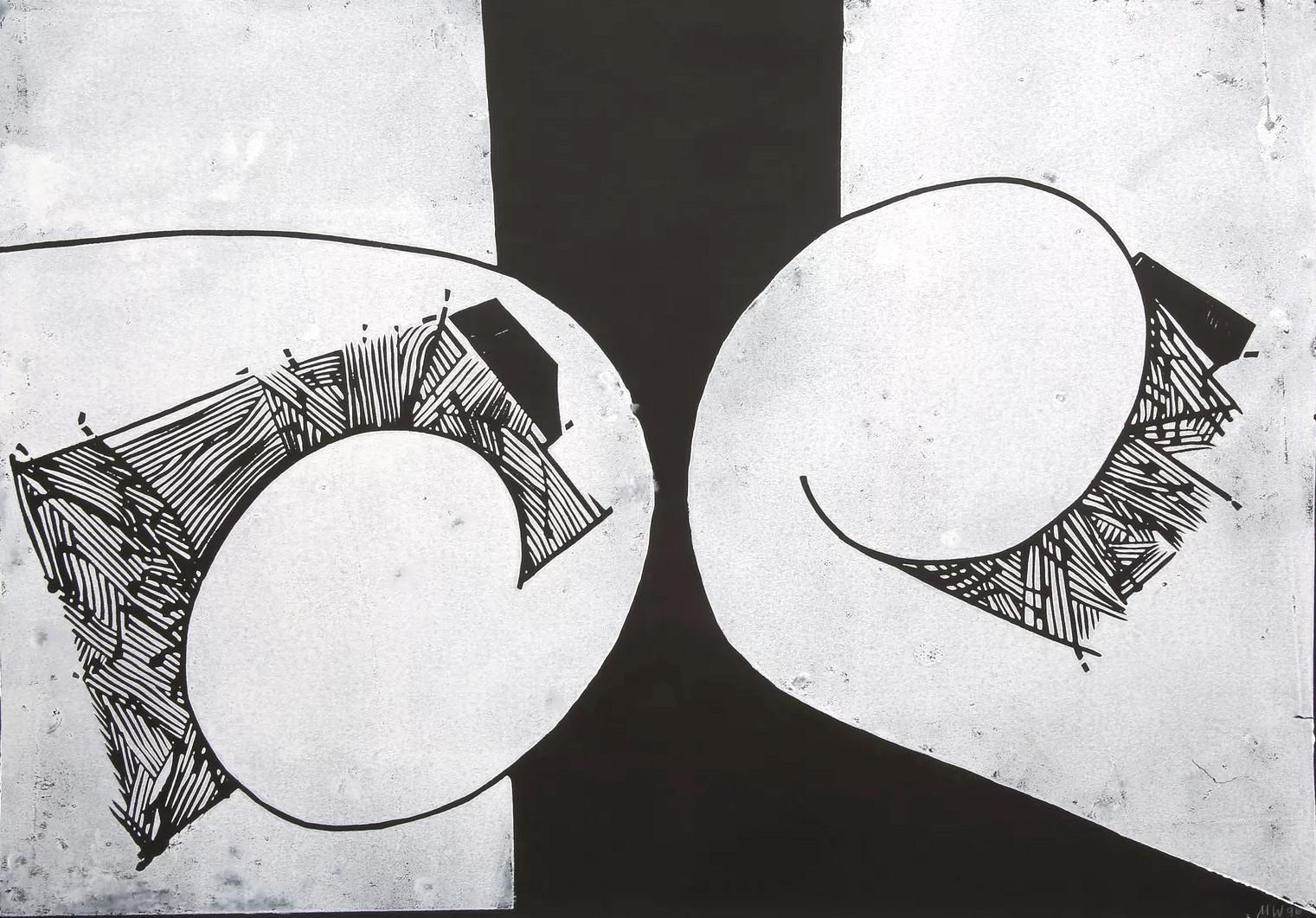 Abstract Print di Martel Wiegand - Senza titolo (Astratto, Moderno, Bianco e nero, Stampa a rilievo)