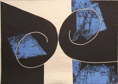 Sin título (Abstracto, Moderno, Oscuro, Azul, Linograbado)