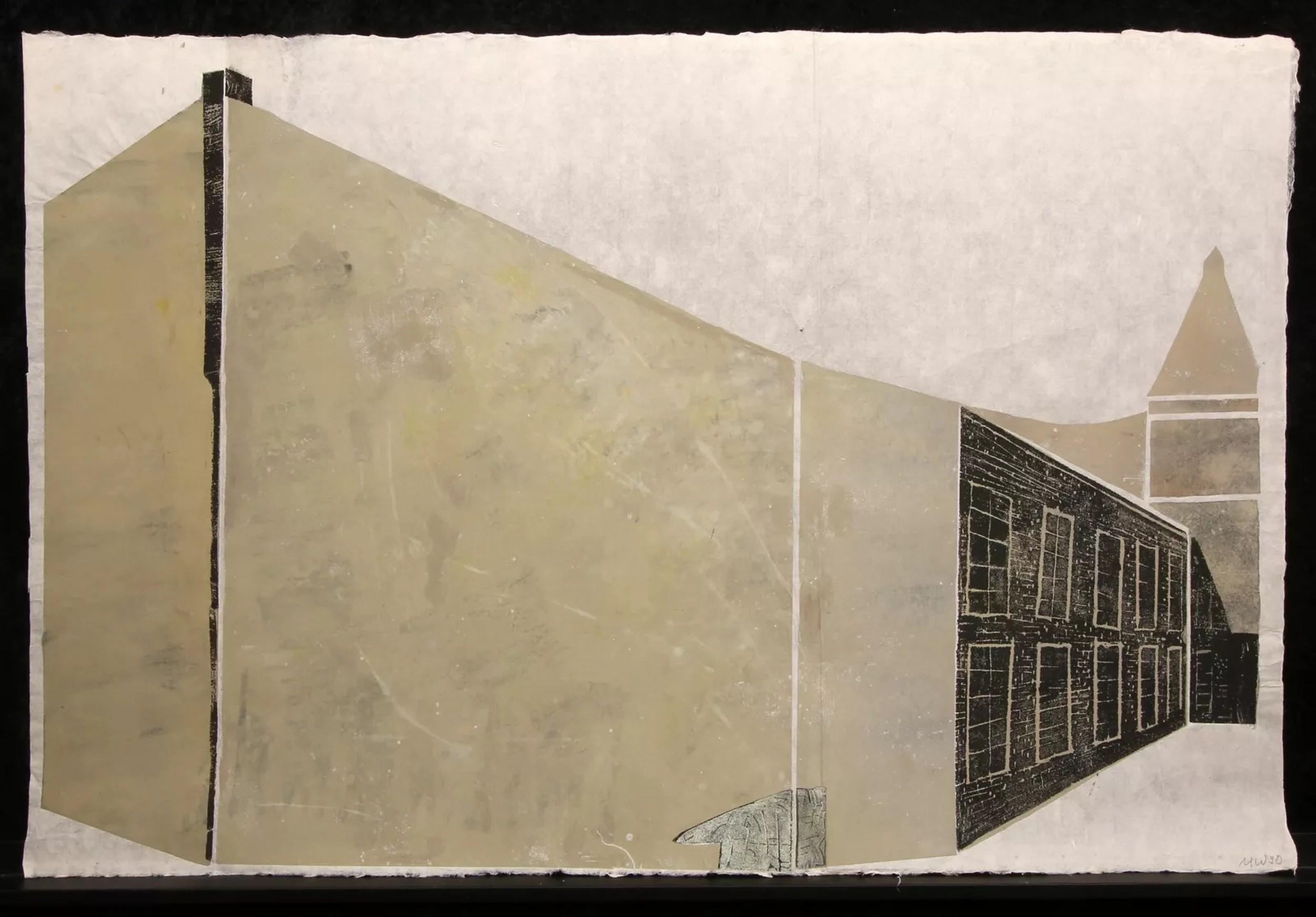 Untitled (Architectural Abstract, Modern, Beige, Brown, ~33% OFF - LIMITED TIME) For Sale 1