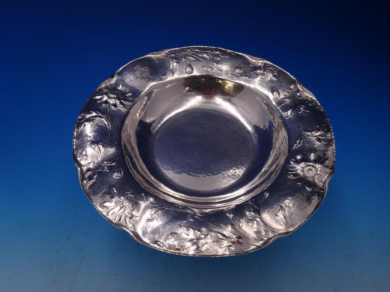 20th Century Martele by Gorham Sterling Silver Set of 12 Soup Bowls with Daisy Motif '#4660' For Sale