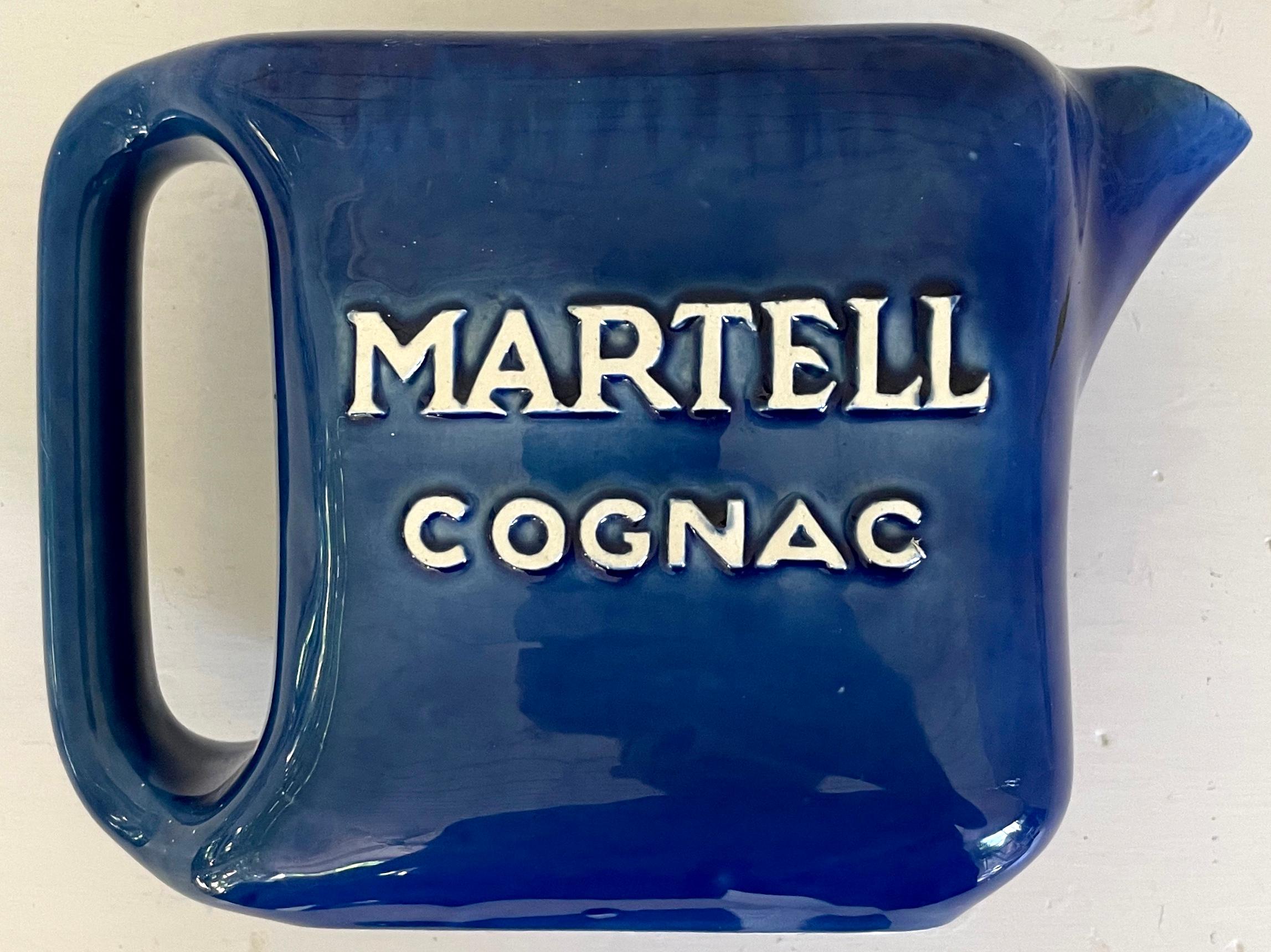 Mid-Century Modern Martell Cognac Blue Pitcher