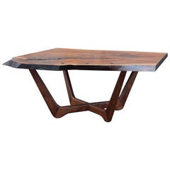 Martell Woodworks Claro Walnut Slab Coffee Table with Wenge Butterflies