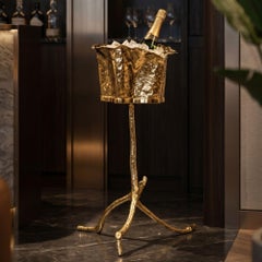 Martellato Elevated Champagne Cooler Sculptural Brass Stand