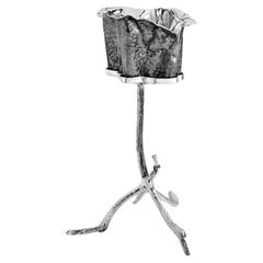 Martellato – Elevated Metal Champagne Cooler with Polished Silver Finish
