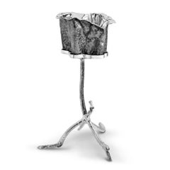 Martellato – Elevated Metal Champagne Cooler with Polished Silver Finish