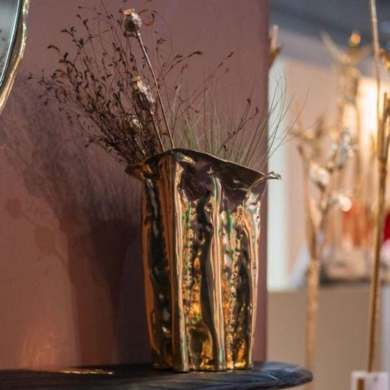 Organic Modern Martellato Medium – Handcrafted Sculptural Vase with Hammered Texture For Sale