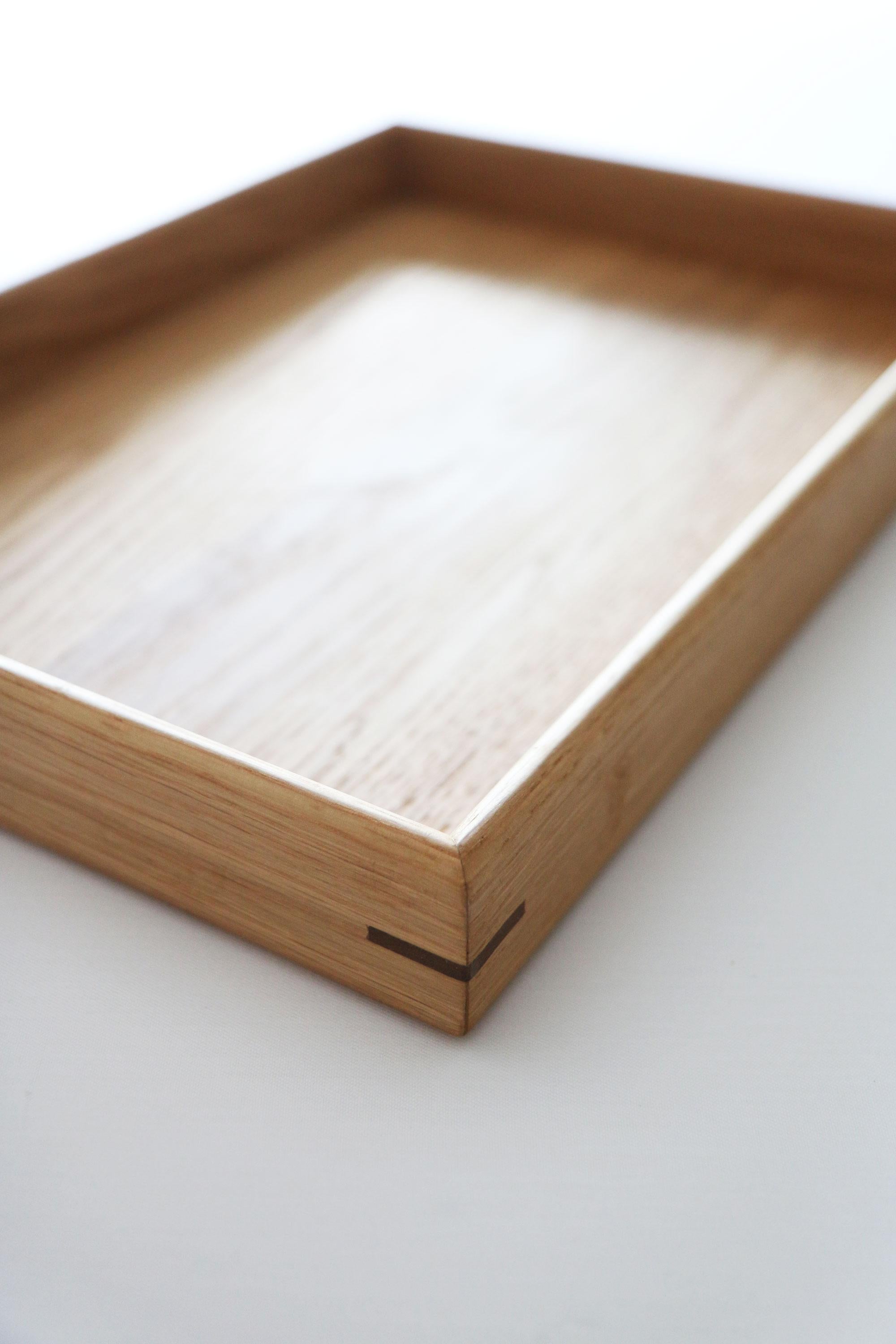 Modern Small Handmade Rectangular Oak Serving Tray 45 x 35cm For Sale