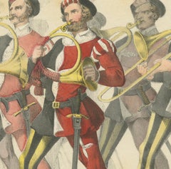 Marten Banner Carrier and Swiss Military Musicians in Festive Procession, 1855