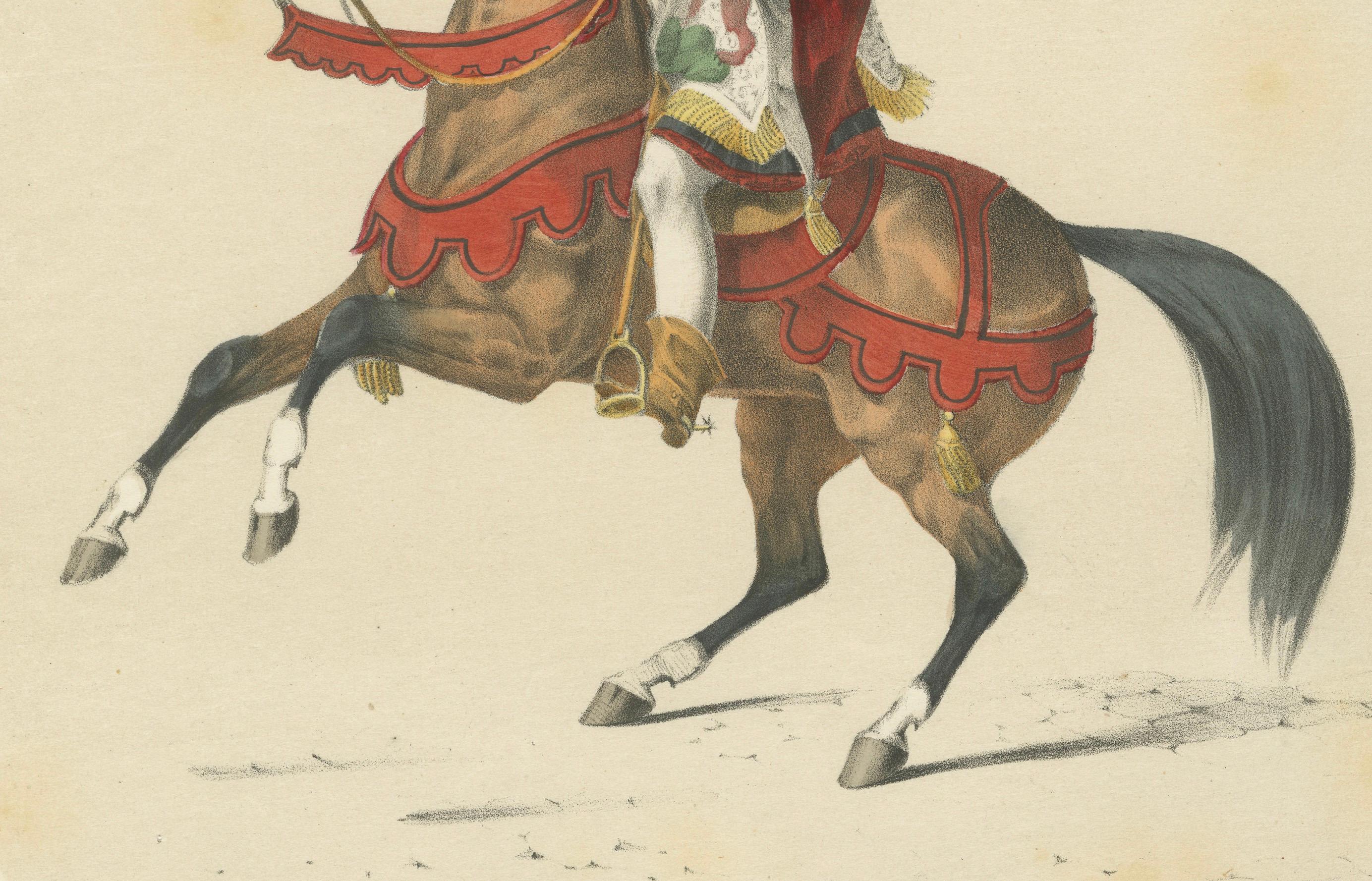Marten, Bannerträger und schweizerische Militärmusiker in festlicher Procession, 1855 im Zustand „Gut“ im Angebot in Langweer, NL