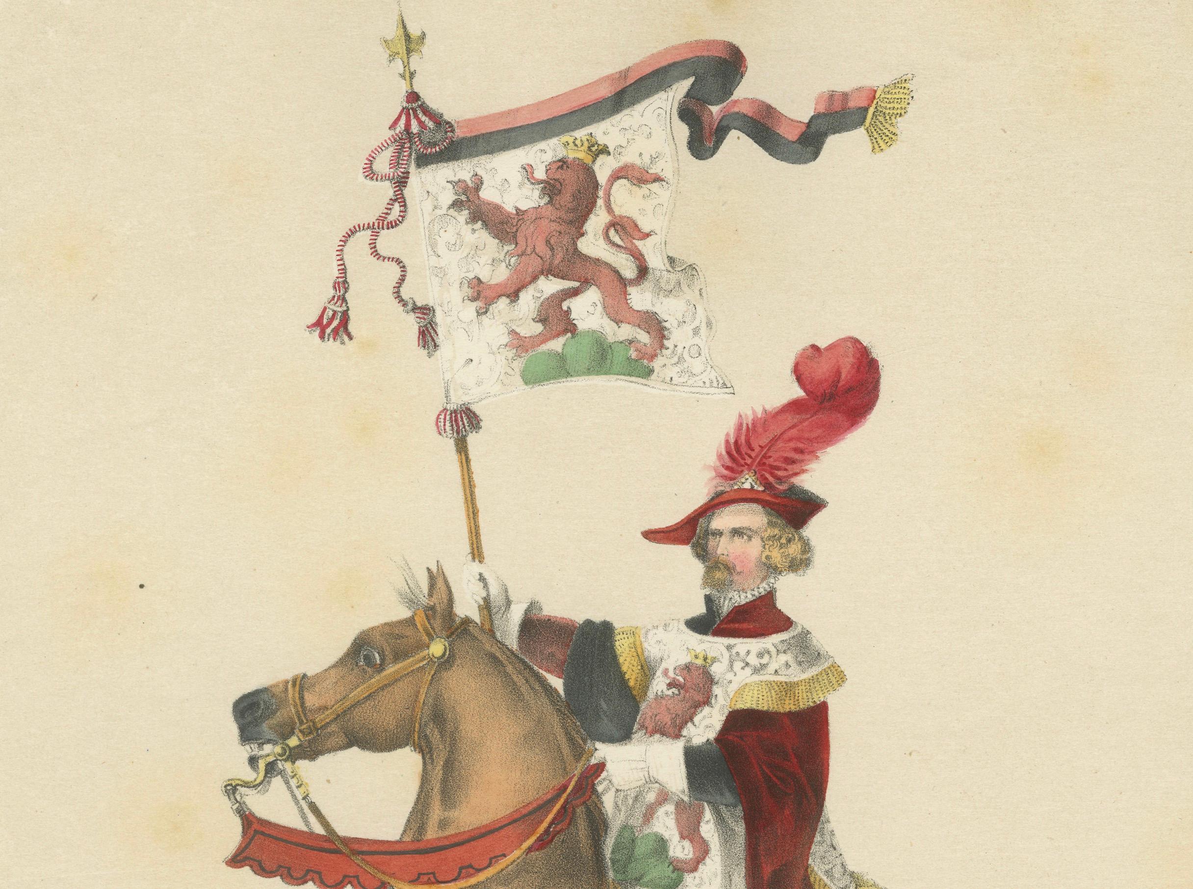Marten, Bannerträger und schweizerische Militärmusiker in festlicher Procession, 1855 (Mittleres 19. Jahrhundert) im Angebot