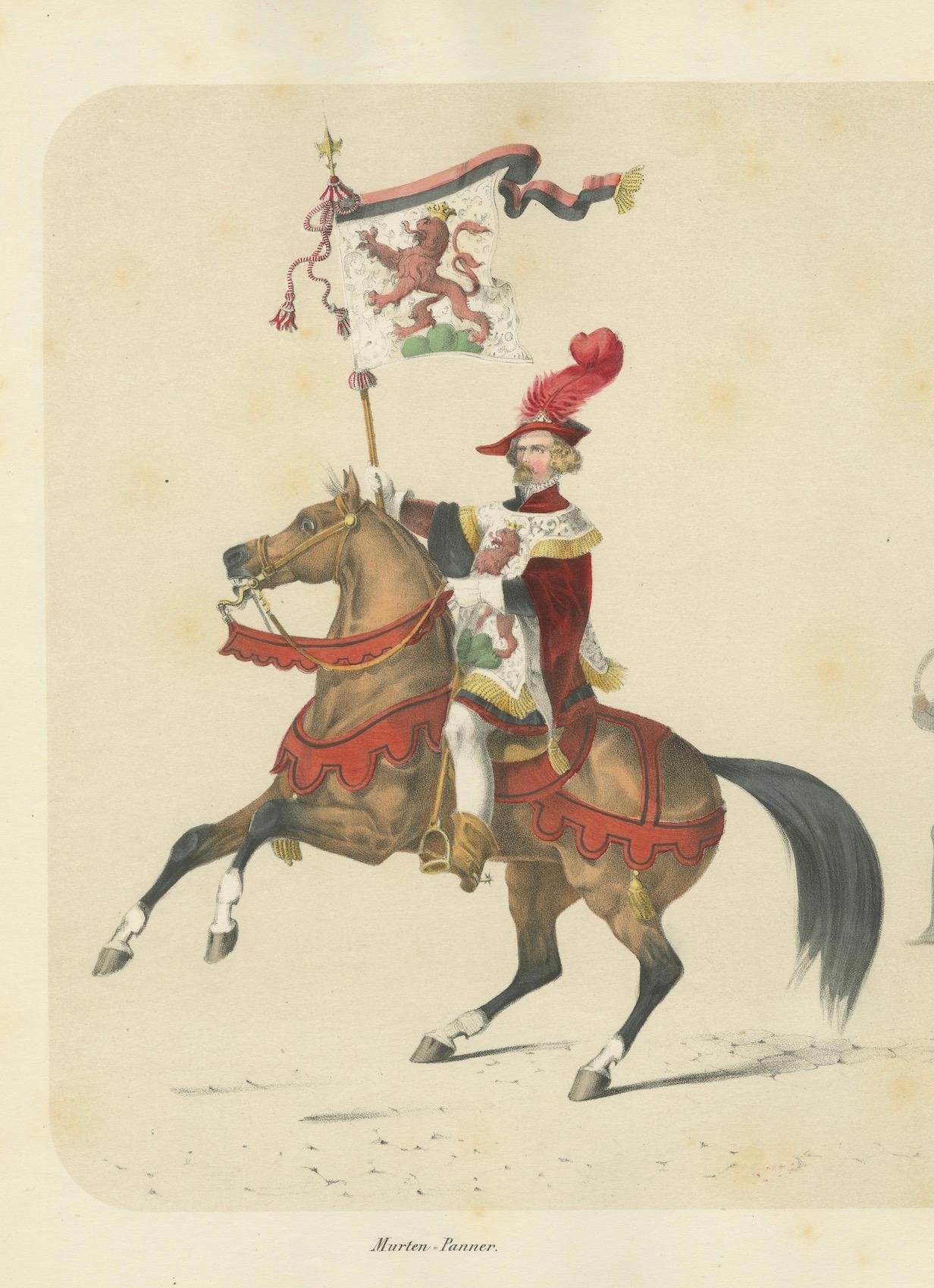 Marten, Bannerträger und schweizerische Militärmusiker in festlicher Procession, 1855 im Angebot 2