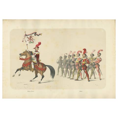 Marten Banner Carrier and Swiss Military Musicians in Festive Procession, 1855