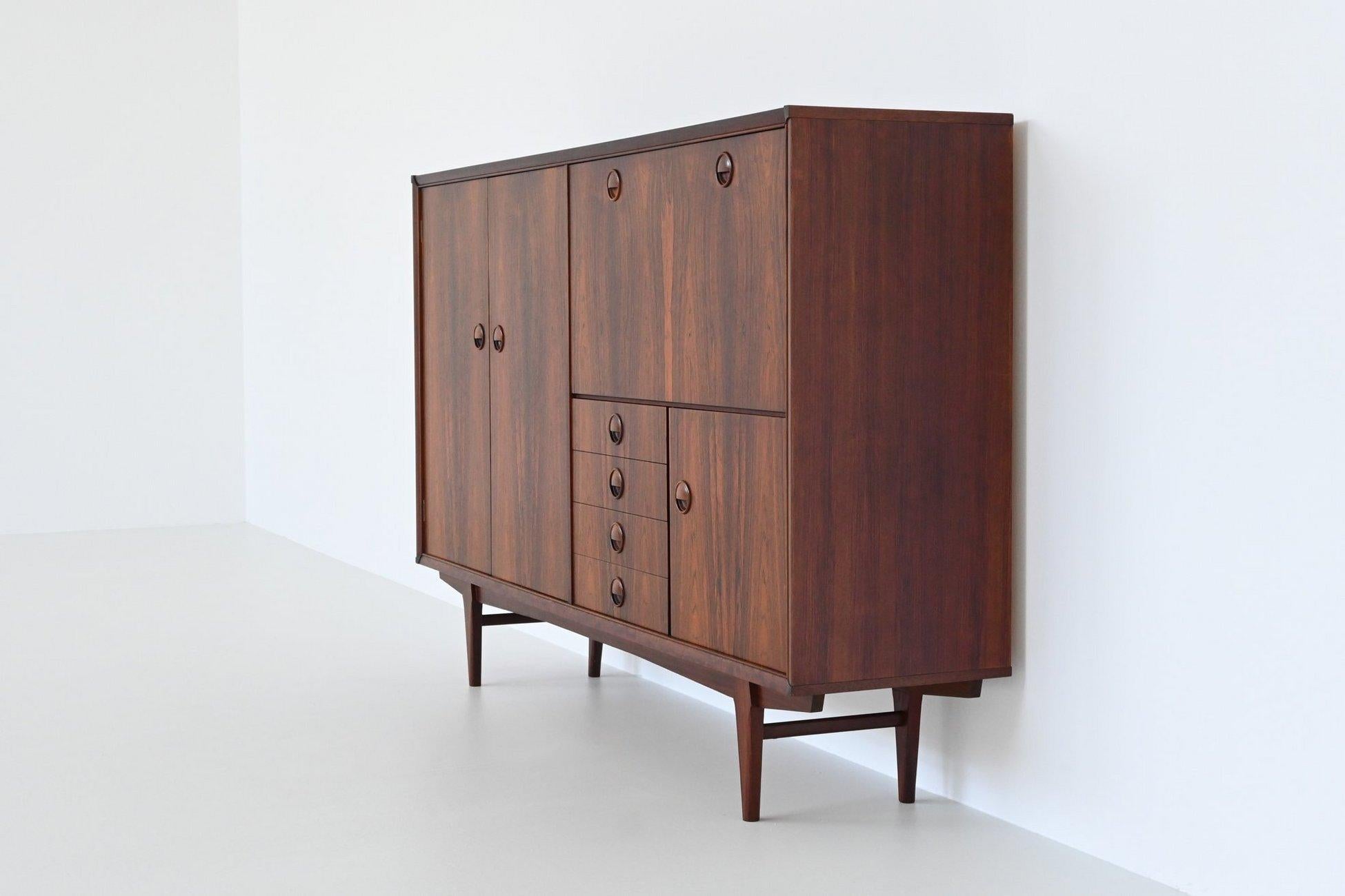 Scandinavian Modern Marten Franckena PSR-130 highboard in rosewood Fristho Netherlands 1962