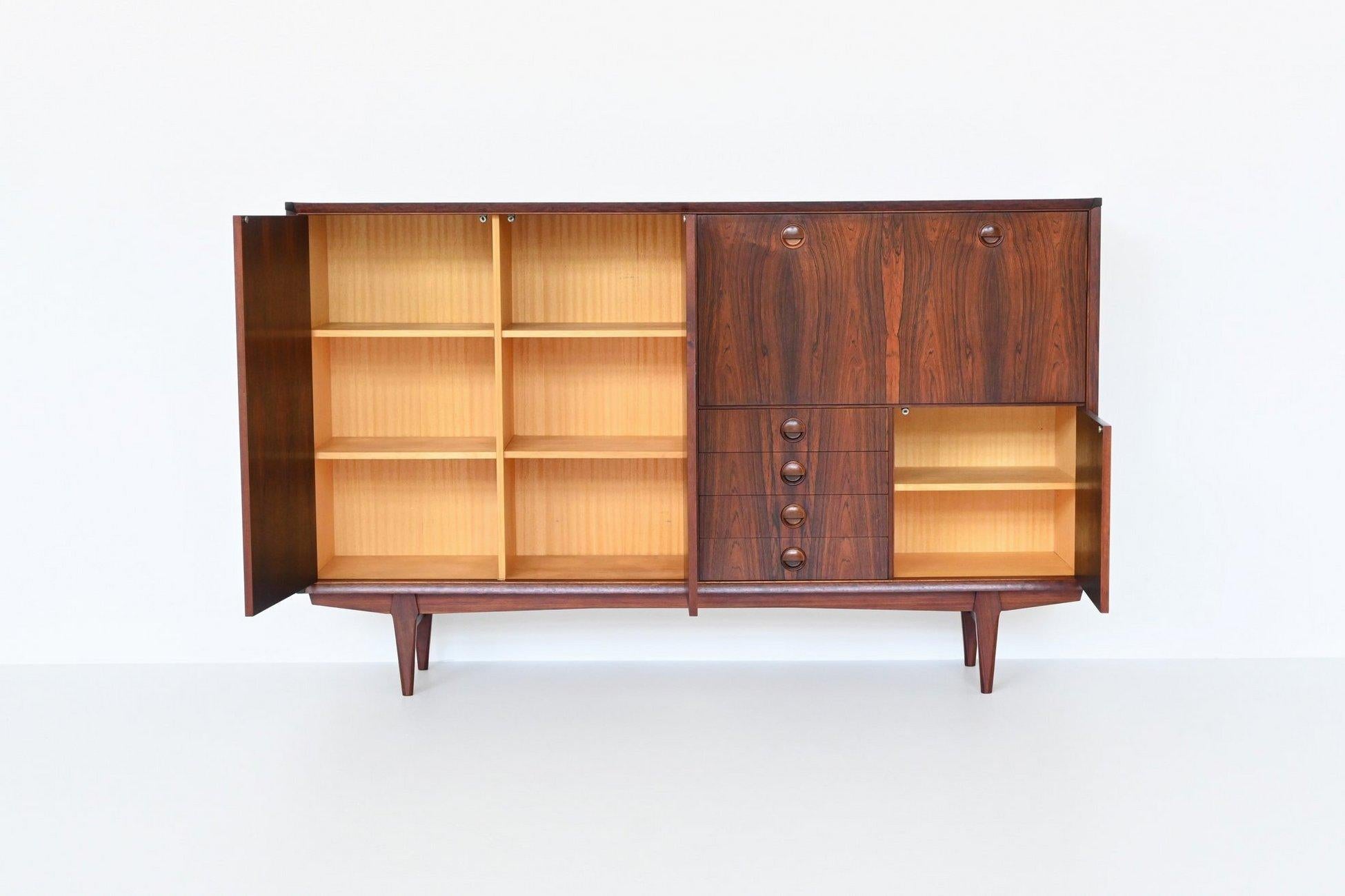 Marten Franckena PSR-130 highboard in rosewood Fristho Netherlands 1962 In Good Condition In Etten-Leur, NL