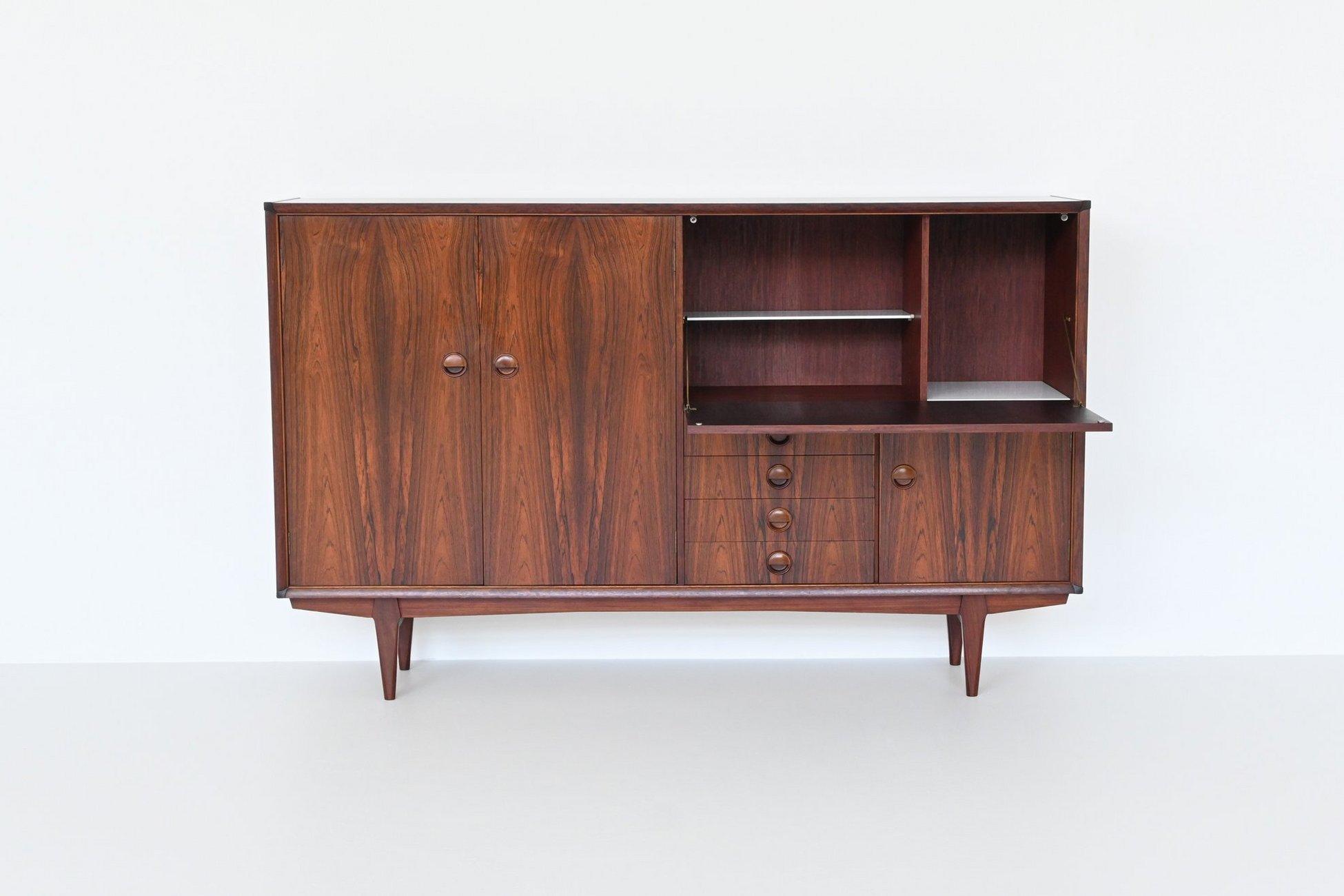 Mid-20th Century Marten Franckena PSR-130 highboard in rosewood Fristho Netherlands 1962