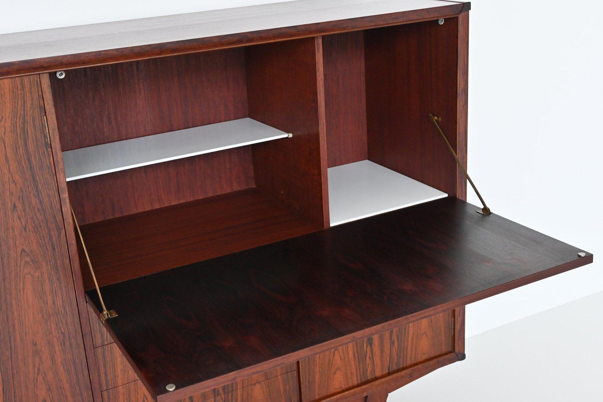 Rosewood Marten Franckena PSR-130 highboard in rosewood Fristho Netherlands 1962