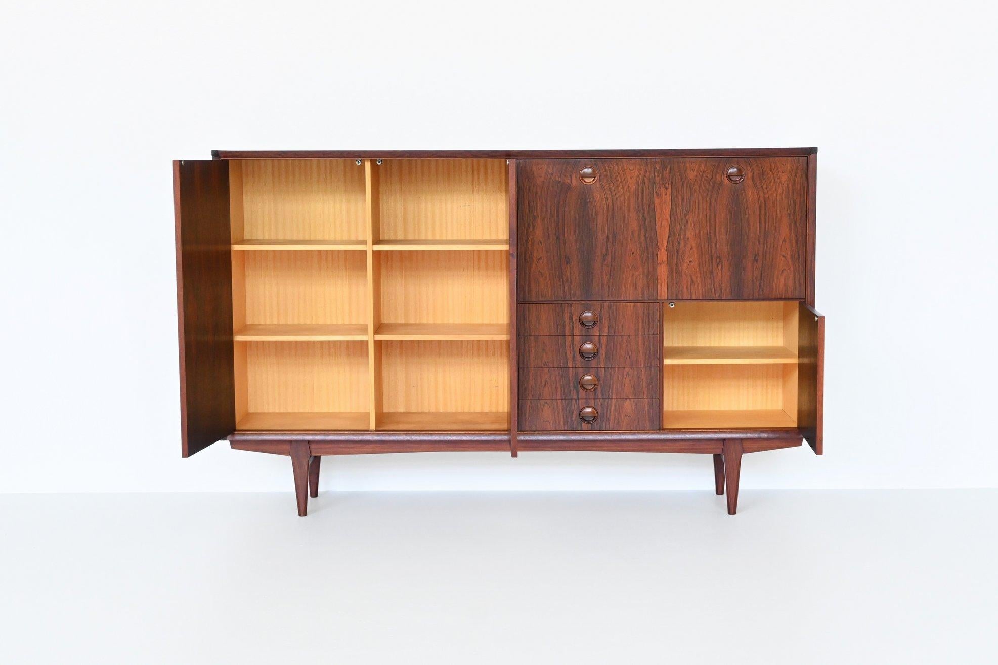 Marten Franckena PSR-130 highboard rosewood Fristho The Netherlands 1962 In Good Condition In Etten-Leur, NL