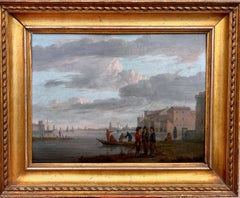 Italian Veduta Scene, 18th Century Oil on Panel, Signed, Framed