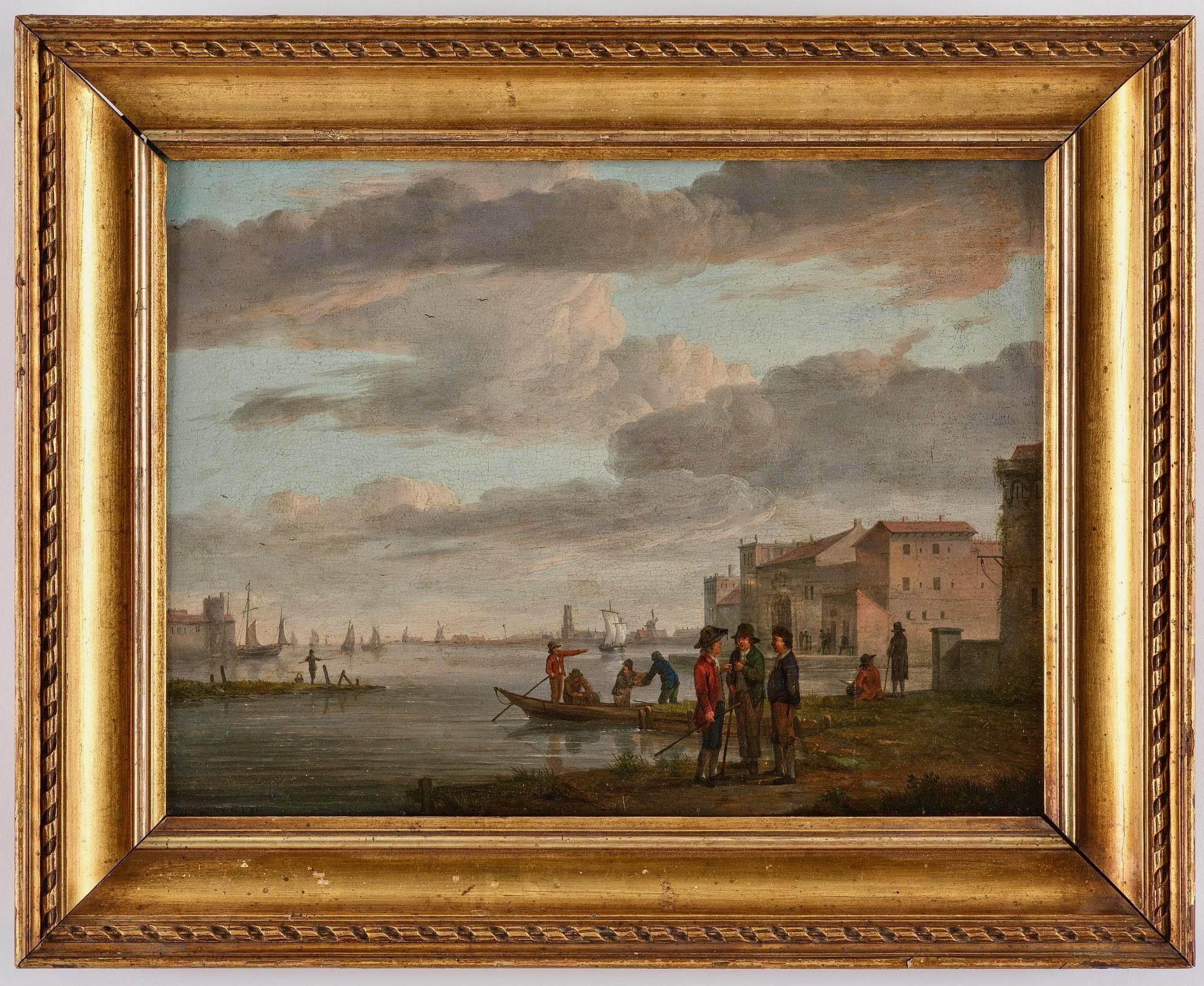 18th Century Italian Veduta, Oil on Panel, Signed, Framed
