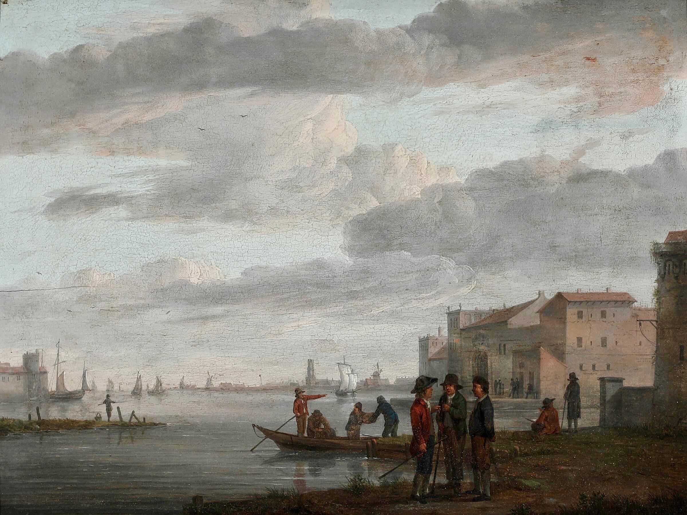 Scène de veduta italienne par M-One (1748-1799), signée et datée 