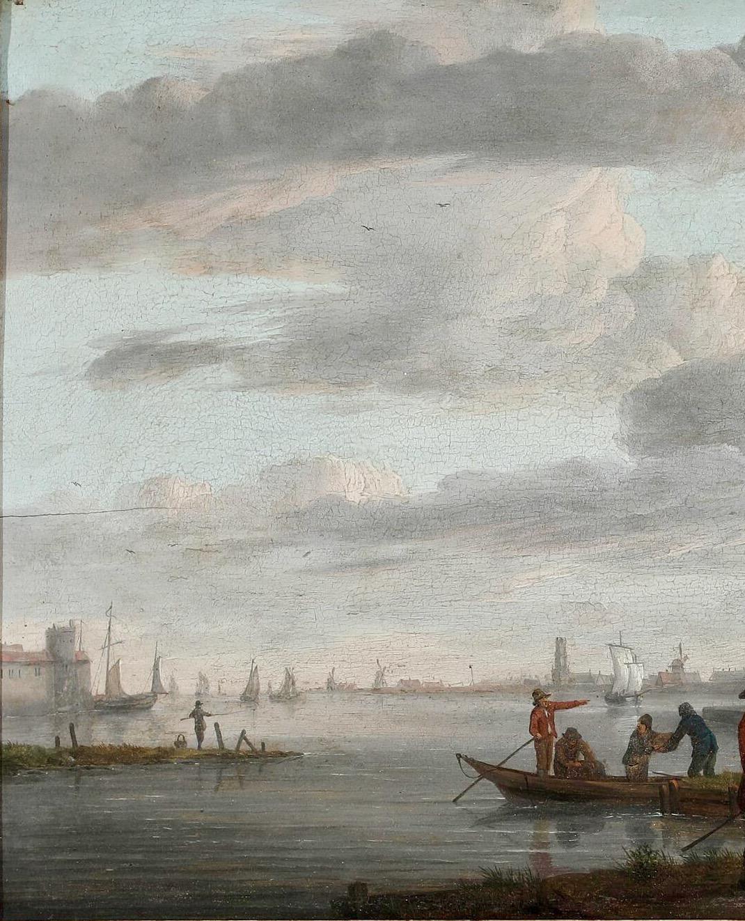 Scène de Veduta italienne par un artiste flamand - 18e siècle Huile sur panneau. en vente 2