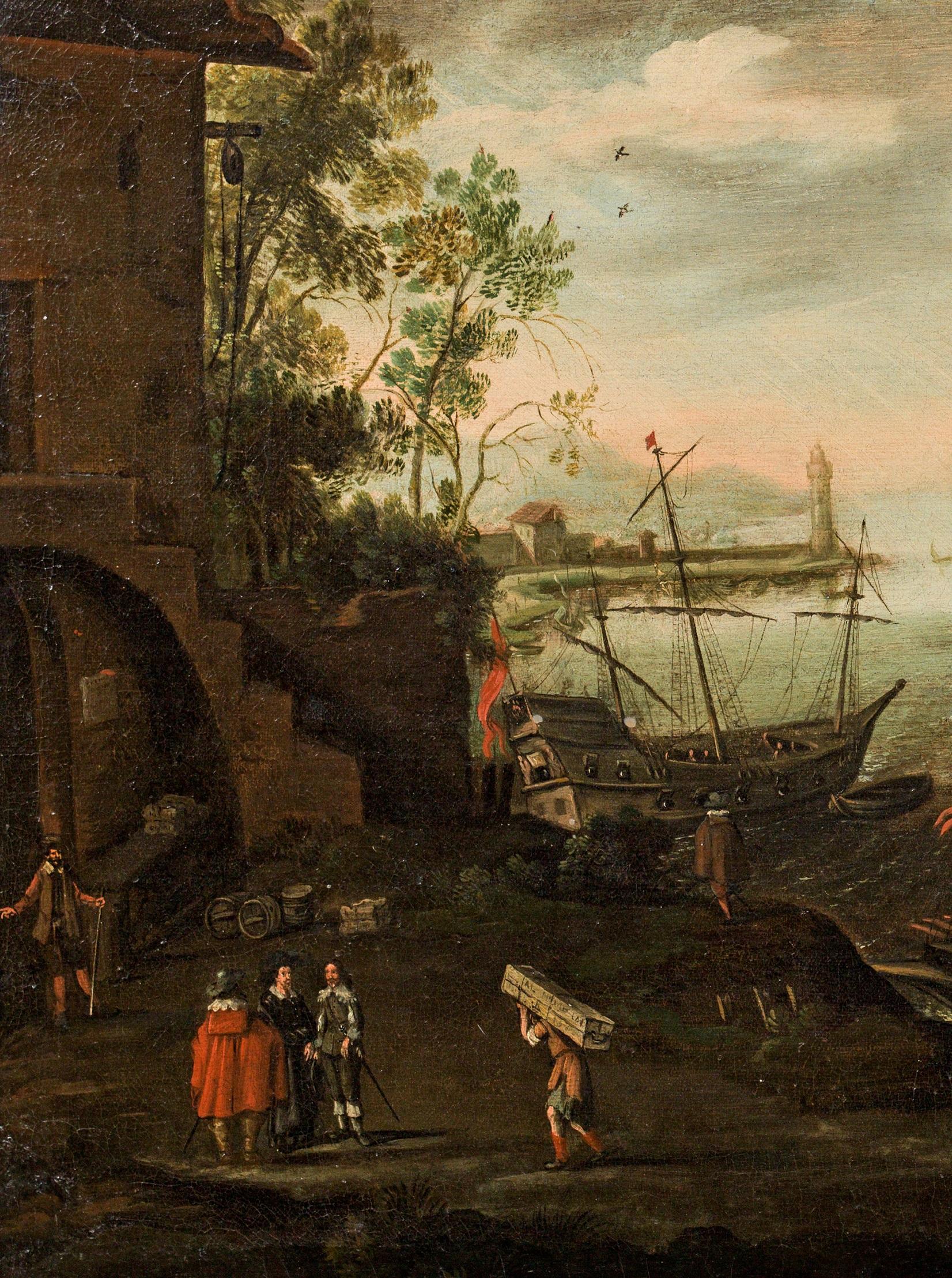Sea Landscape Valckenborch Paint Oil on canvas Old master 17th Century Flemish For Sale 1