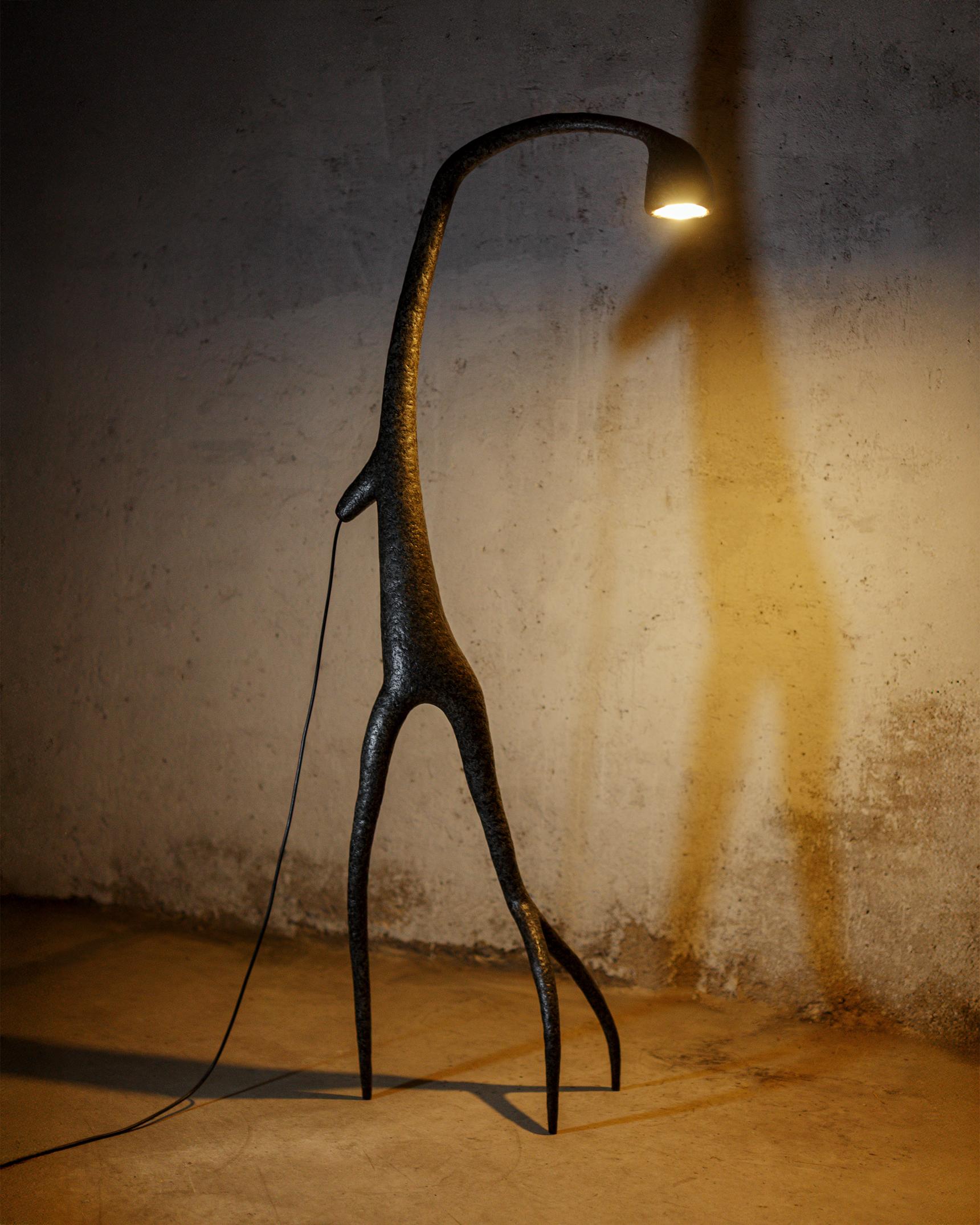 Post-Modern MARTESANA Contemporary Floor Lamp Black, Limited edition, Organic Bionic For Sale