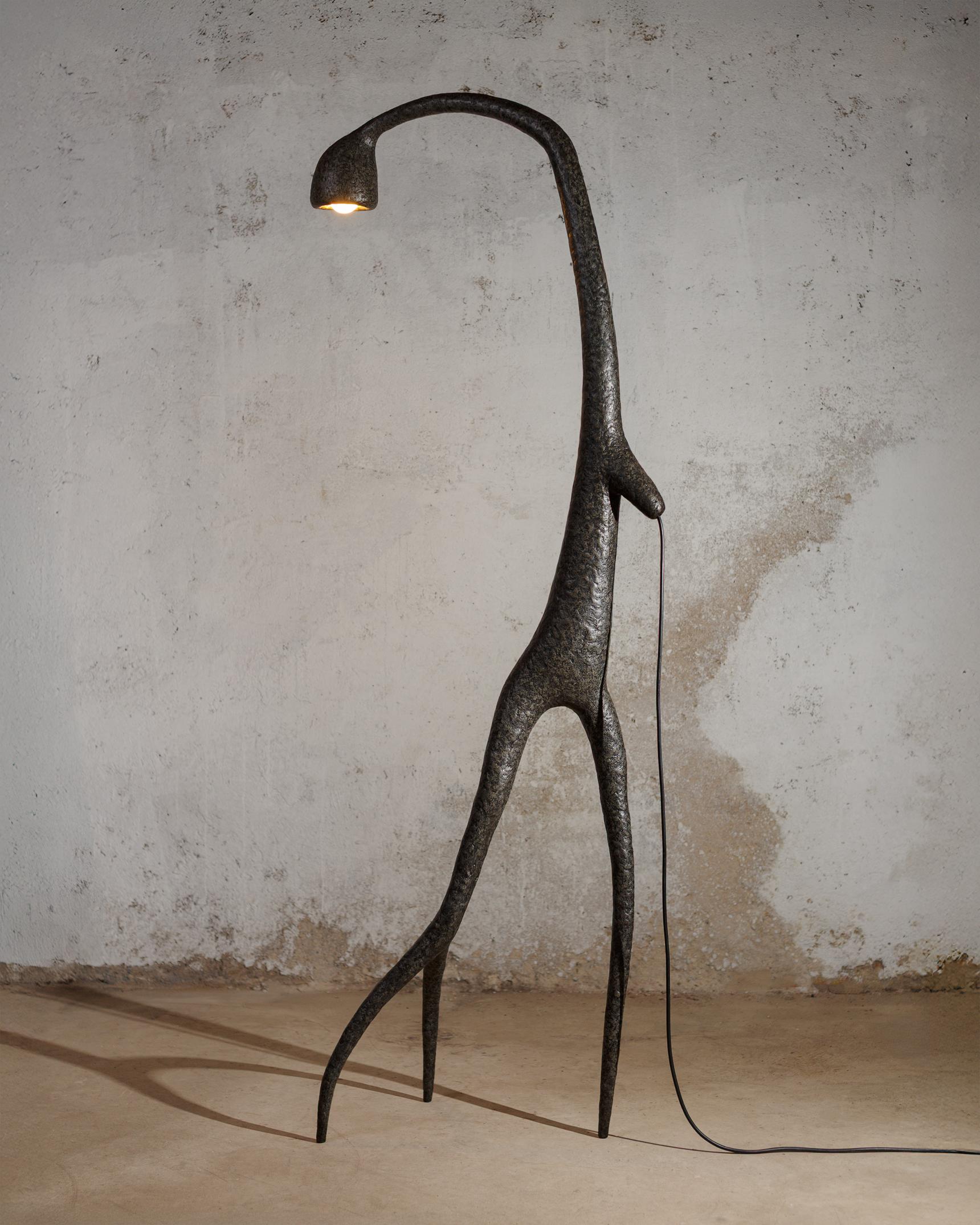 Russian MARTESANA Contemporary Floor Lamp Black, Limited edition, Organic Bionic For Sale