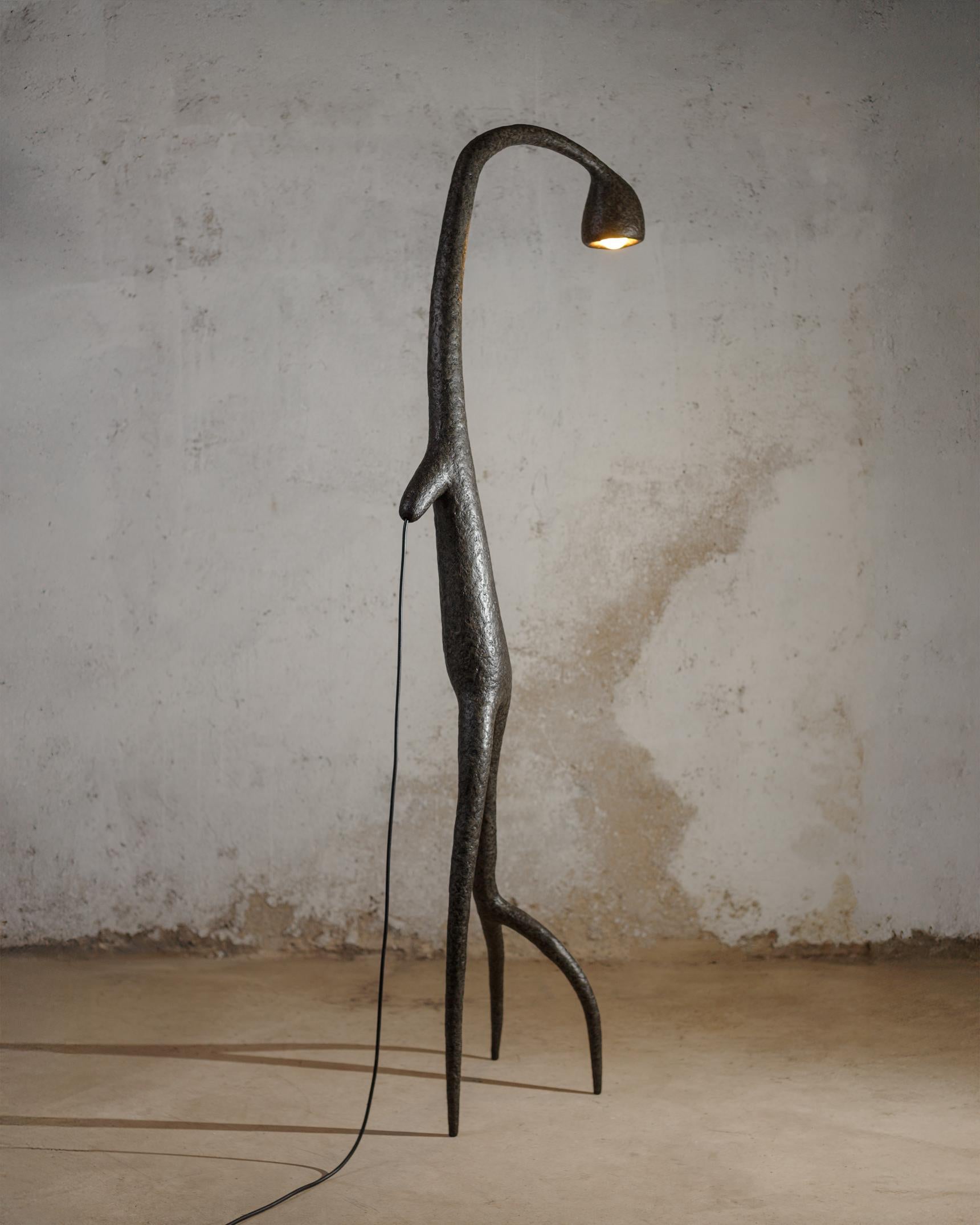 Hand-Crafted MARTESANA Contemporary Floor Lamp Black, Limited edition, Organic Bionic For Sale