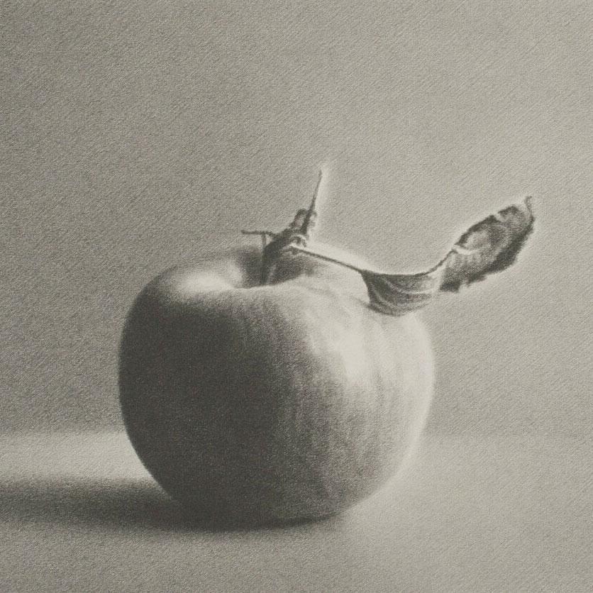 Noted artist Martha Alf of still life, pencil drawings of apples and pears produced this lithograph 