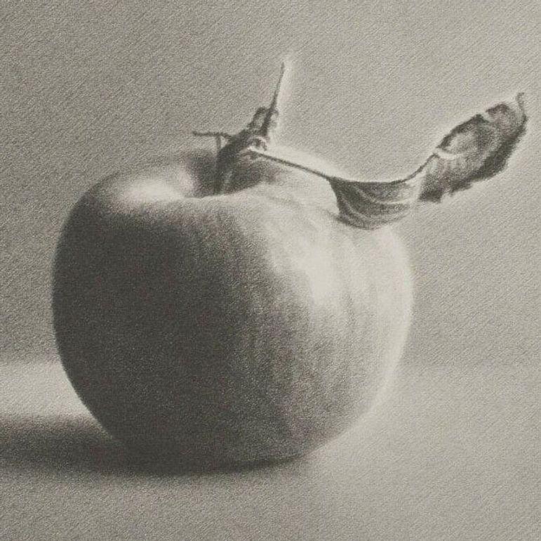 Noted artist Martha Alf of still life, pencil drawings of apples and pears produced this lithograph 