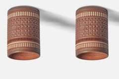 Martha and Beaumont Mood, Flush Mounts, Painted Ceramic, USA, 1970s