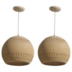 Martha and Beaumont Mood, Pair of Pendants, Ceramic, USA, 1970s