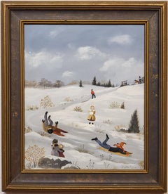 Vintage Children Playing in Snow, Martha Cahoon American 1905-1999