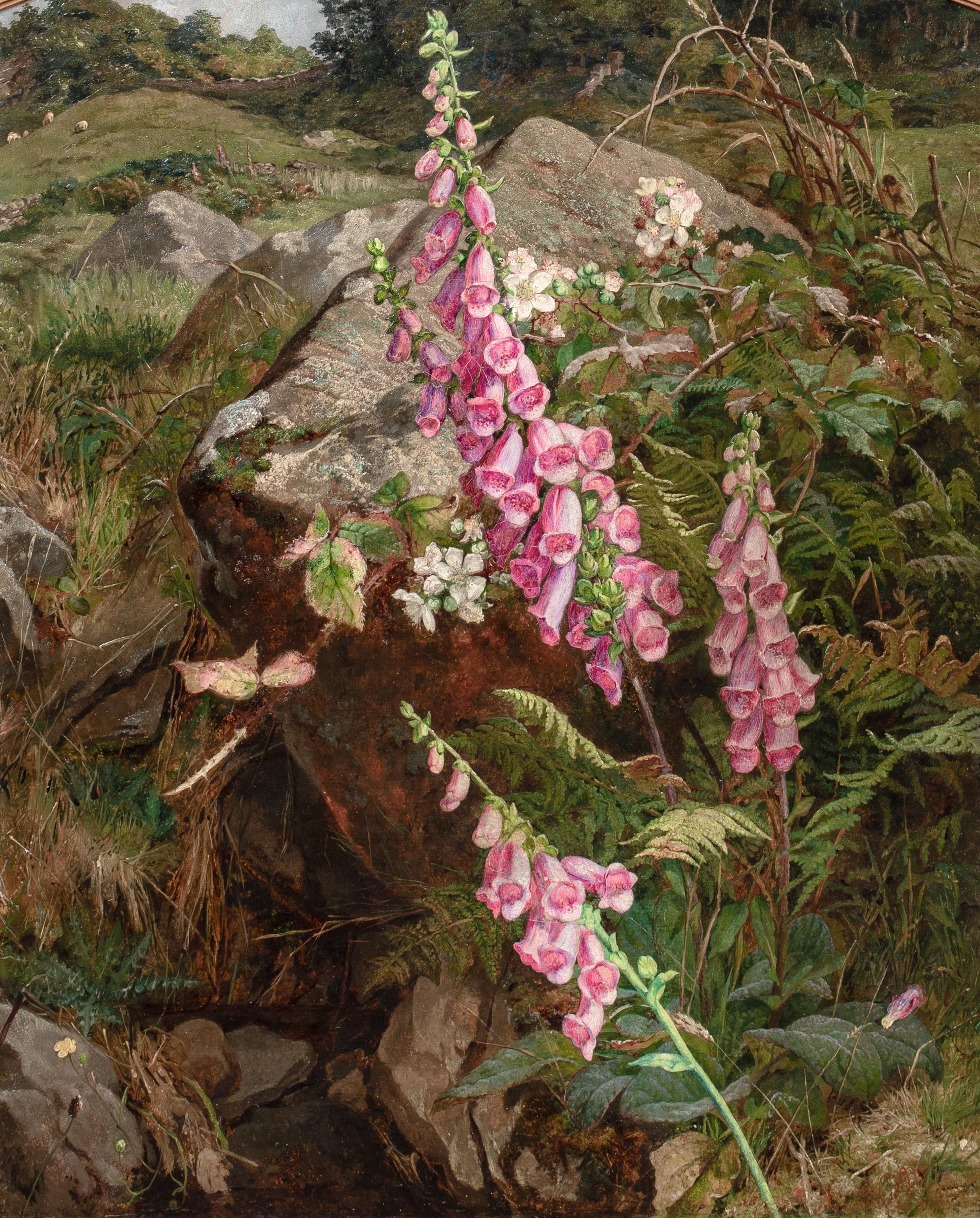 Nature morte à la digitale et aux fougères 19e siècle par MARTHA DARLEY MUTRIE - Marron Still-Life Painting par Martha Darley Mutrie