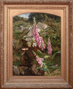 Natura morta di volpini (Digitalis) e felci del XIX secolo di Martha Darley Mutrie