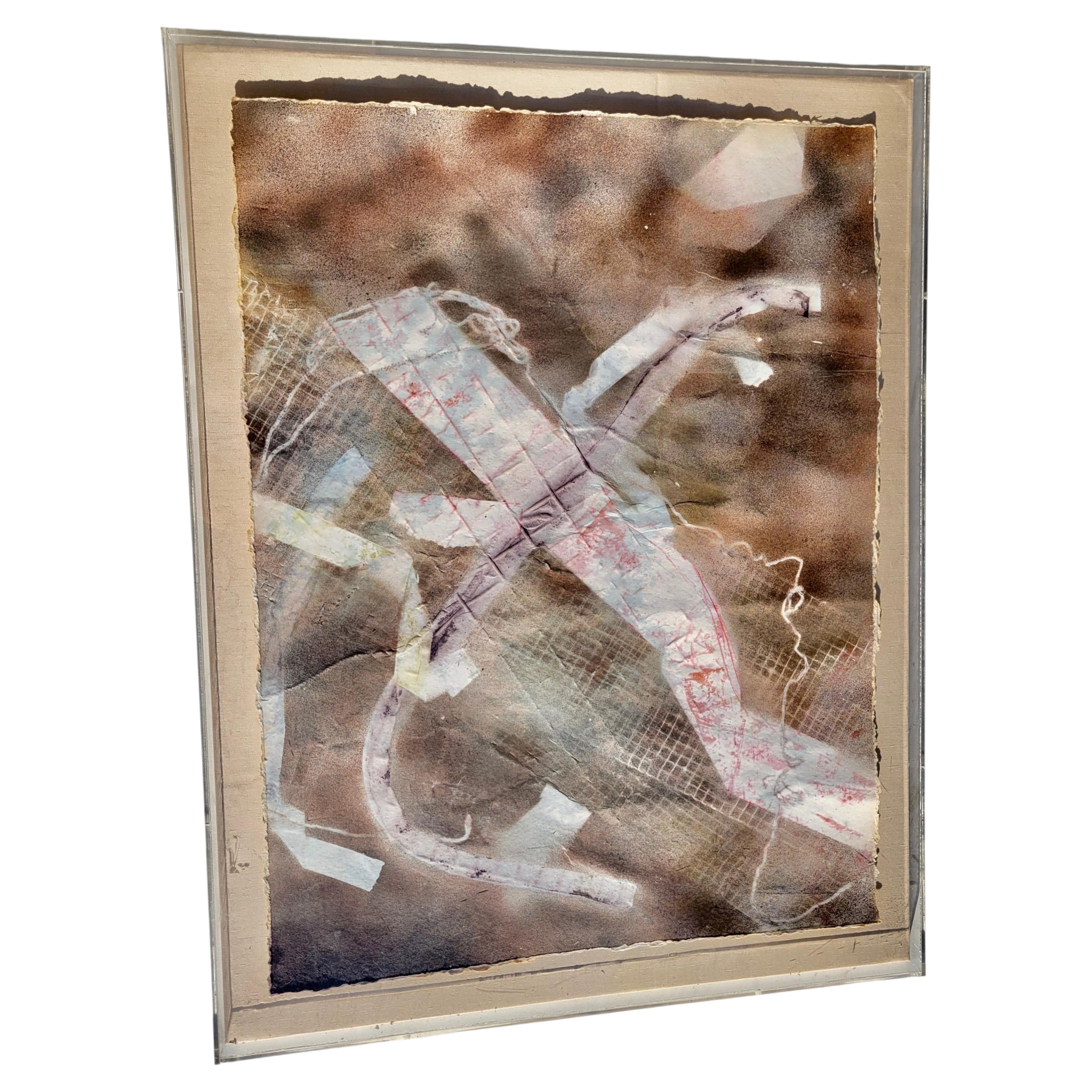 Martha Holden Cranbrook Modern Multi Color Abstract Painting On Handmade Paper For Sale