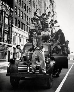 Brooklyn Dodger fans celebrating 1955 World Series victory, Brooklyn, 1955