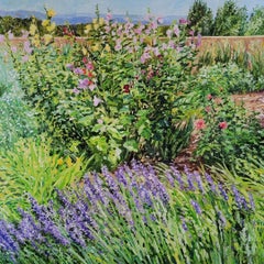 Malvarrosas y lavanda