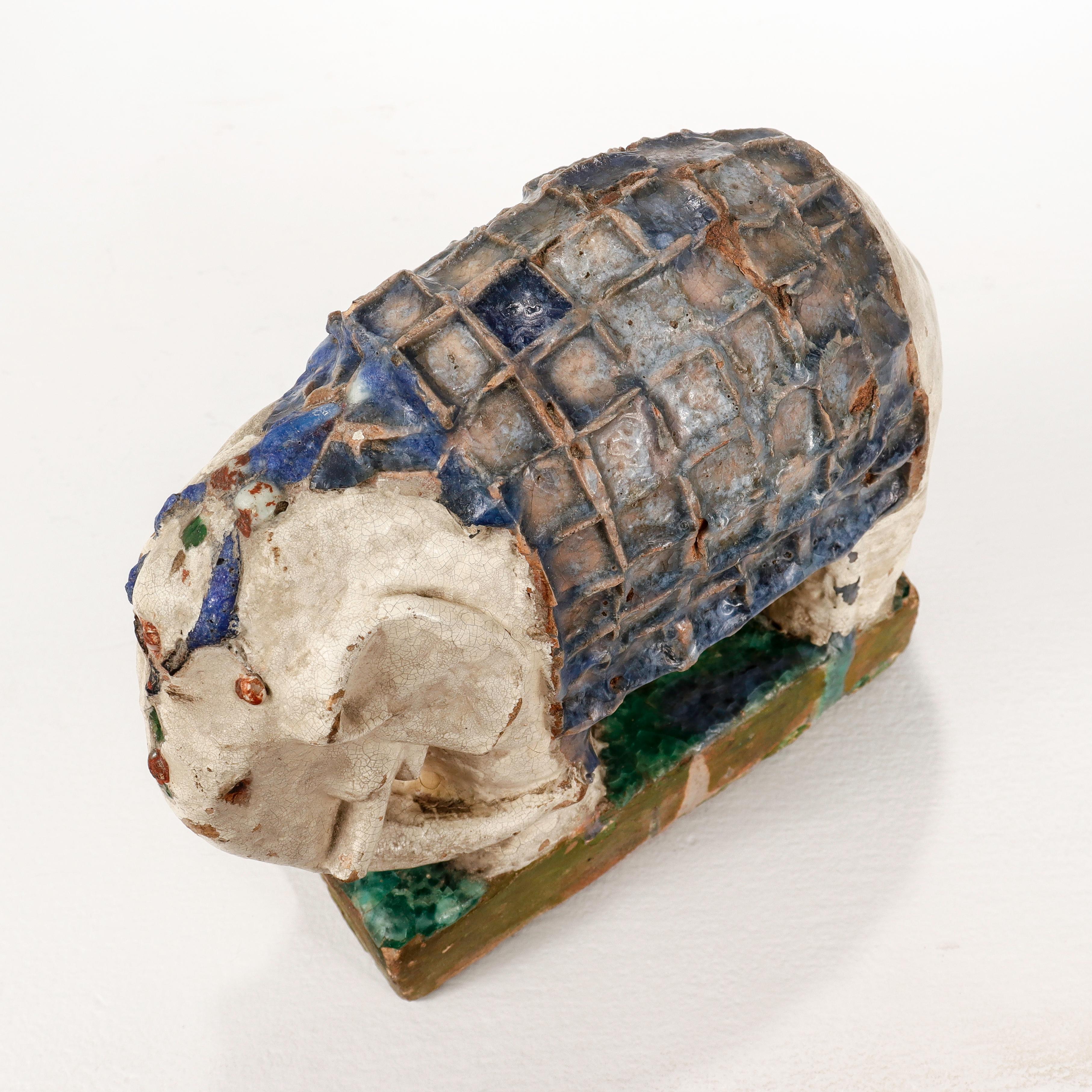Martha J Cornwell American Arts & Crafts Glazed Terracotta Elephant Sculpture For Sale 3